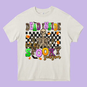Dead Inside But It's Spooky Season Heavy Core Tee Designed By Adodesignshop