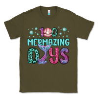 Army Green 100 mermazing days Classic Tee - MaliasSmallBusiness