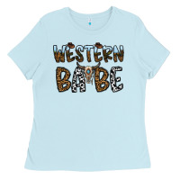 Baby Blue western babe Ladies Tee - CowhideDigitalArt