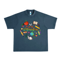 Midnight Navy maestra teacher heart doodle Urban Heavy Tee - MaliasSmallBusiness