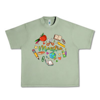 Oil Green maestra teacher heart doodle Urban Heavy Tee - MaliasSmallBusiness