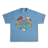 Pebble Blue maestra teacher heart doodle Urban Heavy Tee - MaliasSmallBusiness