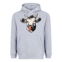Heather Grey Cow Heavyweight Hoodie - HowdyJamesFarm