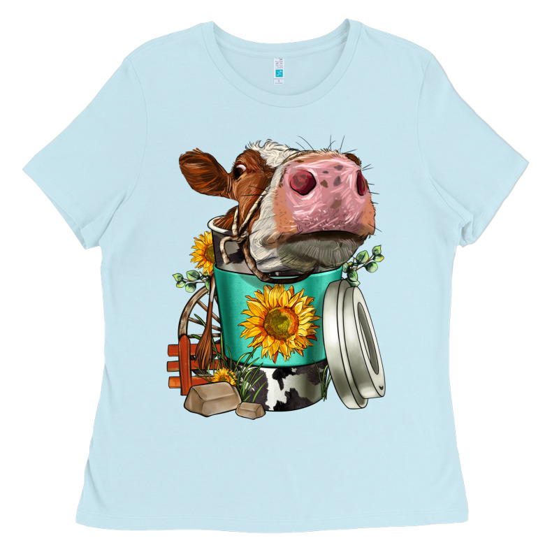 Simmental Cow Coffee Cup Ladies Tee by FaDigitalArtStudio | Teevron