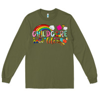 Army Green childcare life Long Sleeve Tee - NancyCooperArtShop