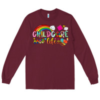 Burgundy childcare life Long Sleeve Tee - NancyCooperArtShop