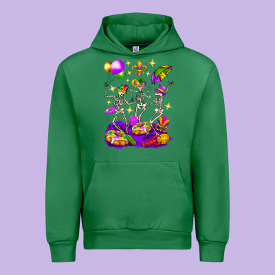 Mardi Gras Skeletons Urban Hoodie Designed By Bundleandbundleshop