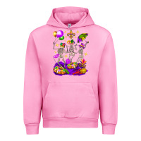 Fuchsia Pink Mardi Gras Skeletons Urban Hoodie - BundleAndBundleShop