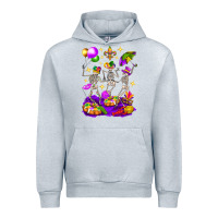Heather Grey Mardi Gras Skeletons Urban Hoodie - BundleAndBundleShop