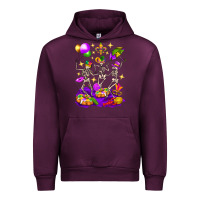 Mauve Wine Mardi Gras Skeletons Urban Hoodie - BundleAndBundleShop