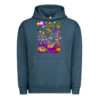 Pigment Midnight Navy Mardi Gras Skeletons Urban Hoodie - BundleAndBundleShop