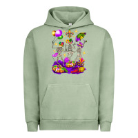 Pigment Oil Green Mardi Gras Skeletons Urban Hoodie - BundleAndBundleShop