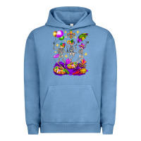 Pigment Pebble Blue Mardi Gras Skeletons Urban Hoodie - BundleAndBundleShop
