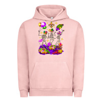 Pigment Salmon Mardi Gras Skeletons Urban Hoodie - BundleAndBundleShop