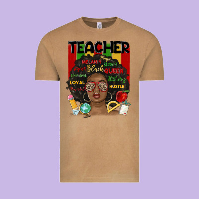 Black Woman Teacher Vintage Tee Designed By Maliassmallbusiness