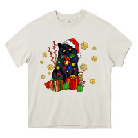 Black Cat Meowy Christmas Heavy Core Tee | Teevron