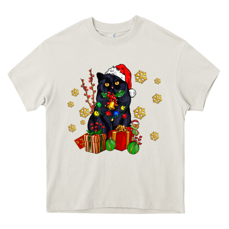 Black Cat Meowy Christmas Heavy Core Tee by AdoDesignShop | Teevron