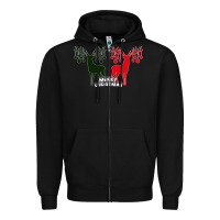 Black Merry Christmas Reindeer Zipper Hoodie - Bettercallsaul