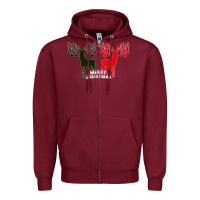 Burgundy Merry Christmas Reindeer Zipper Hoodie - Bettercallsaul
