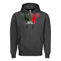 Charcoal Heather Merry Christmas Reindeer Zipper Hoodie - Bettercallsaul