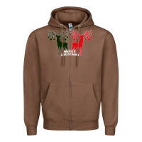 Chestnut Merry Christmas Reindeer Zipper Hoodie - Bettercallsaul