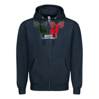 Navy Merry Christmas Reindeer Zipper Hoodie - Bettercallsaul