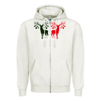 Oatmeal Heather Merry Christmas Reindeer Zipper Hoodie - Bettercallsaul