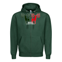 Merry Christmas Reindeer Zipper Hoodie | Teevron