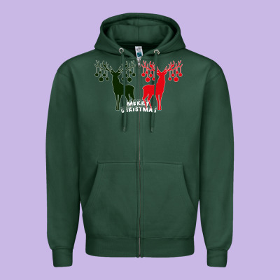 Merry Christmas Reindeer Zipper Hoodie Designed By Bettercallsaul