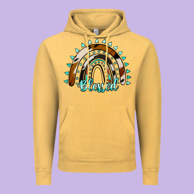 Blessed Rainbow Cowhide Aztec Vintage Hoodie Designed By Jasminsmagicworld