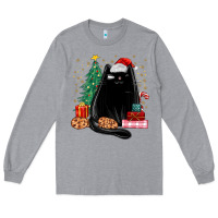 Heather Grey christmas black cat Long Sleeve Tee - MaliasSmallBusiness