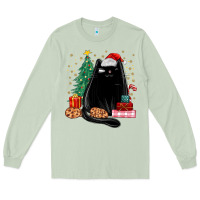 Matcha christmas black cat Long Sleeve Tee - MaliasSmallBusiness