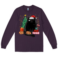 Plum christmas black cat Long Sleeve Tee - MaliasSmallBusiness