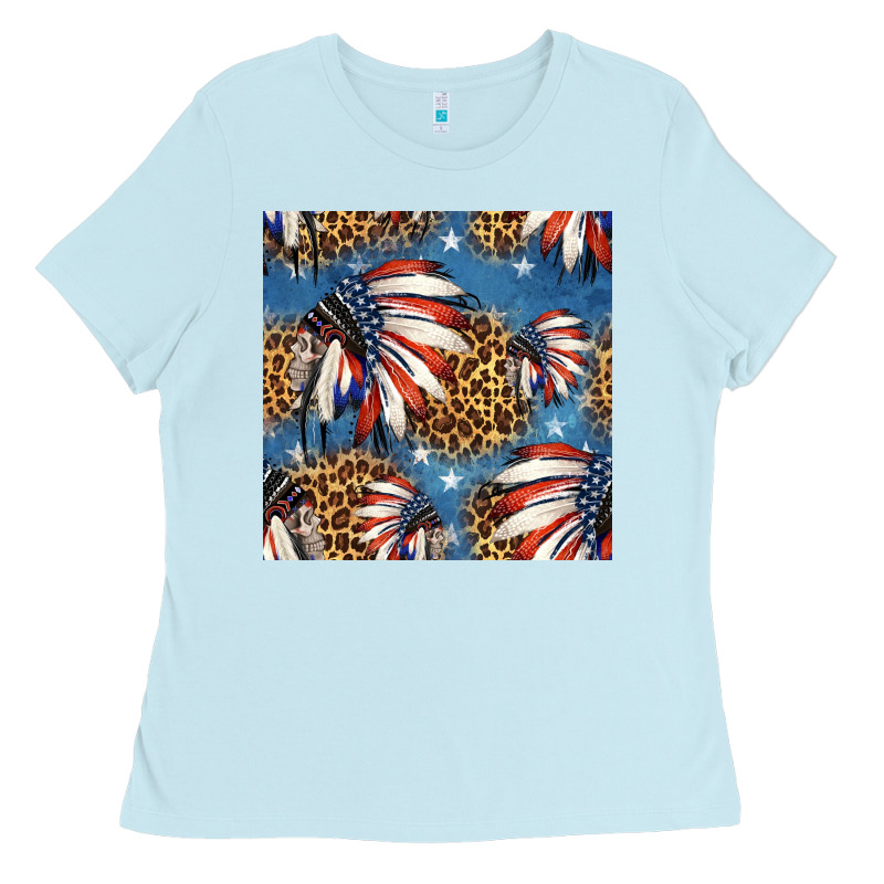 4th Of July Indian Headdress Seamless Pattern Ladies Tee by HRA Design Shop | Teevron
