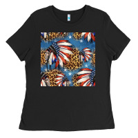 Black 4th of july indian headdress seamless pattern Ladies Tee - HRA Design Shop
