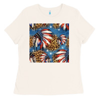 Bone 4th of july indian headdress seamless pattern Ladies Tee - HRA Design Shop