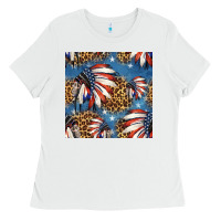 White 4th of july indian headdress seamless pattern Ladies Tee - HRA Design Shop