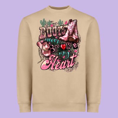 Boots Never Broke My Heart Heavyweight Sweatshirt Designed By Nancycooperartshop