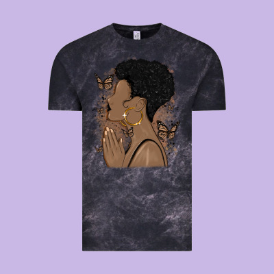 Black Woman Praying Vintage Tee Designed By Maliassmallbusiness