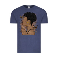 Vintage Denim black woman praying Vintage Tee - MaliasSmallBusiness