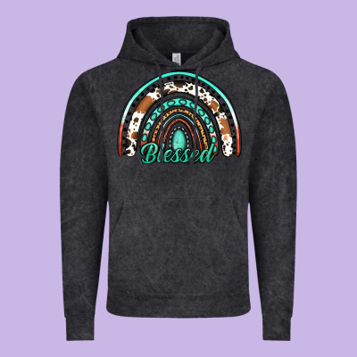 Blessed Western Rainbow Vintage Hoodie Designed By Jasminsmagicworld