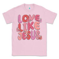 Bubblegum Pink love like jesus Classic Tee - MaliasSmallBusiness