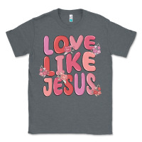 Charcoal Heather love like jesus Classic Tee - MaliasSmallBusiness