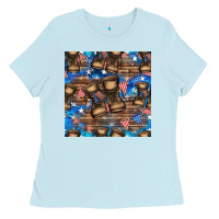 Baby Blue 4th of juky veteran boots seamless pattern Ladies Tee - HRA Design Shop