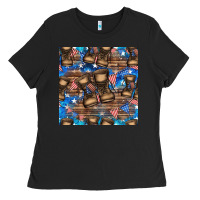 Black 4th of juky veteran boots seamless pattern Ladies Tee - HRA Design Shop