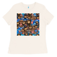 Bone 4th of juky veteran boots seamless pattern Ladies Tee - HRA Design Shop