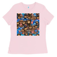 Bubblegum Pink 4th of juky veteran boots seamless pattern Ladies Tee - HRA Design Shop