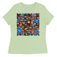Matcha 4th of juky veteran boots seamless pattern Ladies Tee - HRA Design Shop