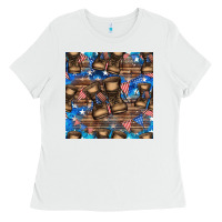 White 4th of juky veteran boots seamless pattern Ladies Tee - HRA Design Shop