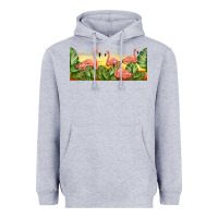 Heather Grey flamingos with sunset Heavyweight Hoodie - TumblerDesignByShophia